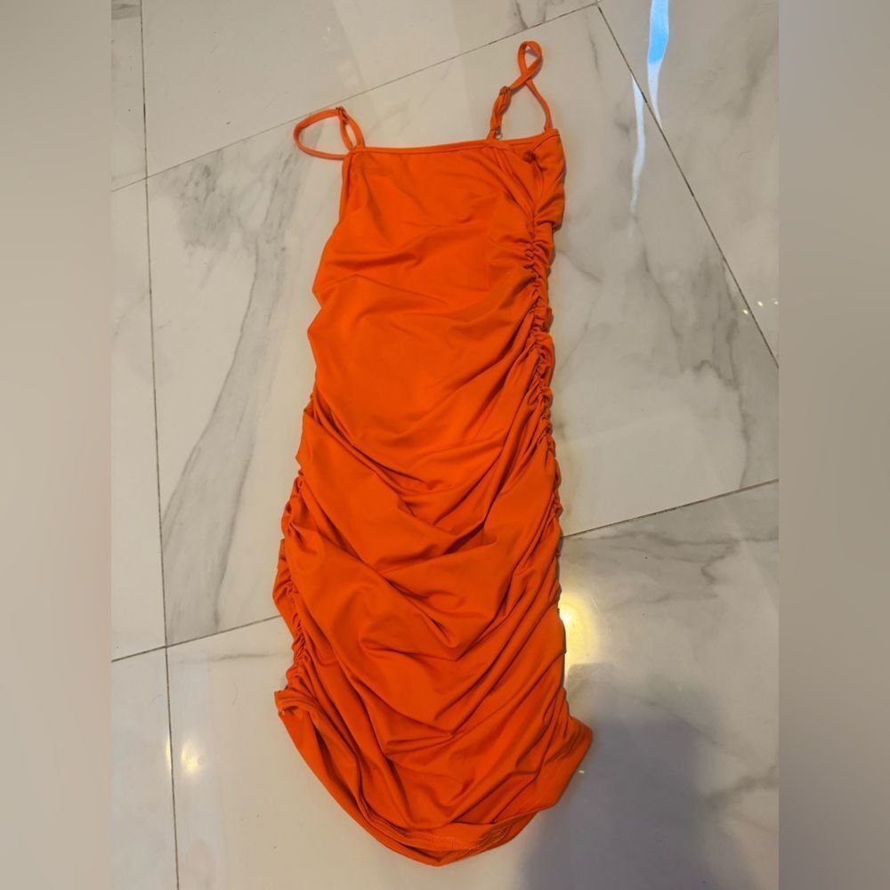 Orange Ruched Dress #2 - Picture 4 of 5